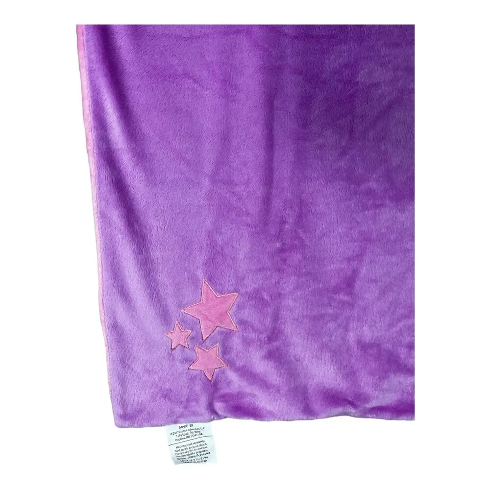 Animal Adventure Pink Purple Stars Baby Blanket Soft Plush Fleece Lovey